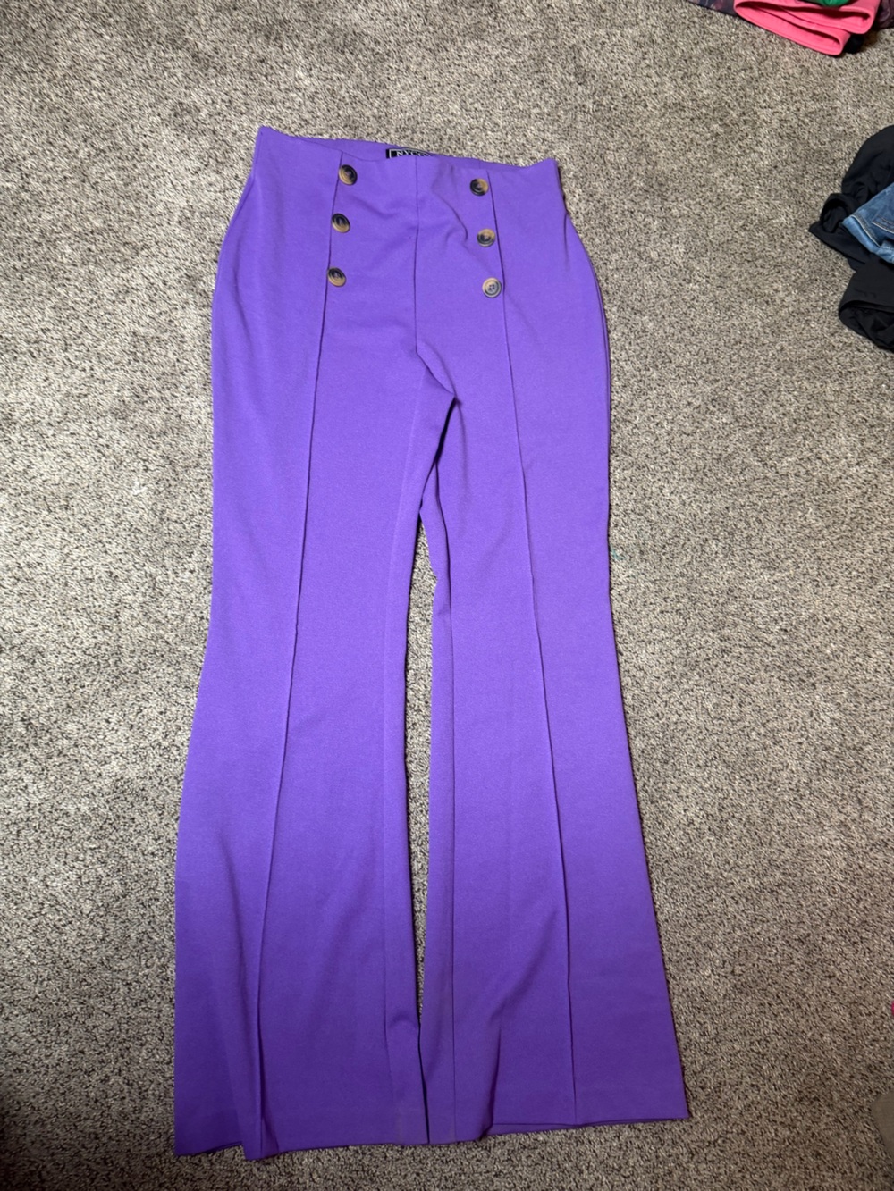 High-Waist Wide-Leg Pants in Vibrant Purple - Picture 1 of 3